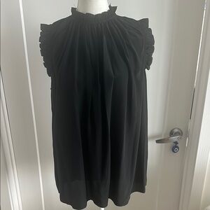 Zimmermann Black Ruffled Sleeveless Silk Top